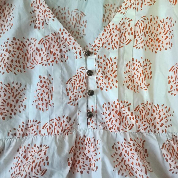 Anthopologie Moglea Danae Poplin Babydoll Blouse Sz XS White/Orange Boho NWT - Picture 5 of 12
